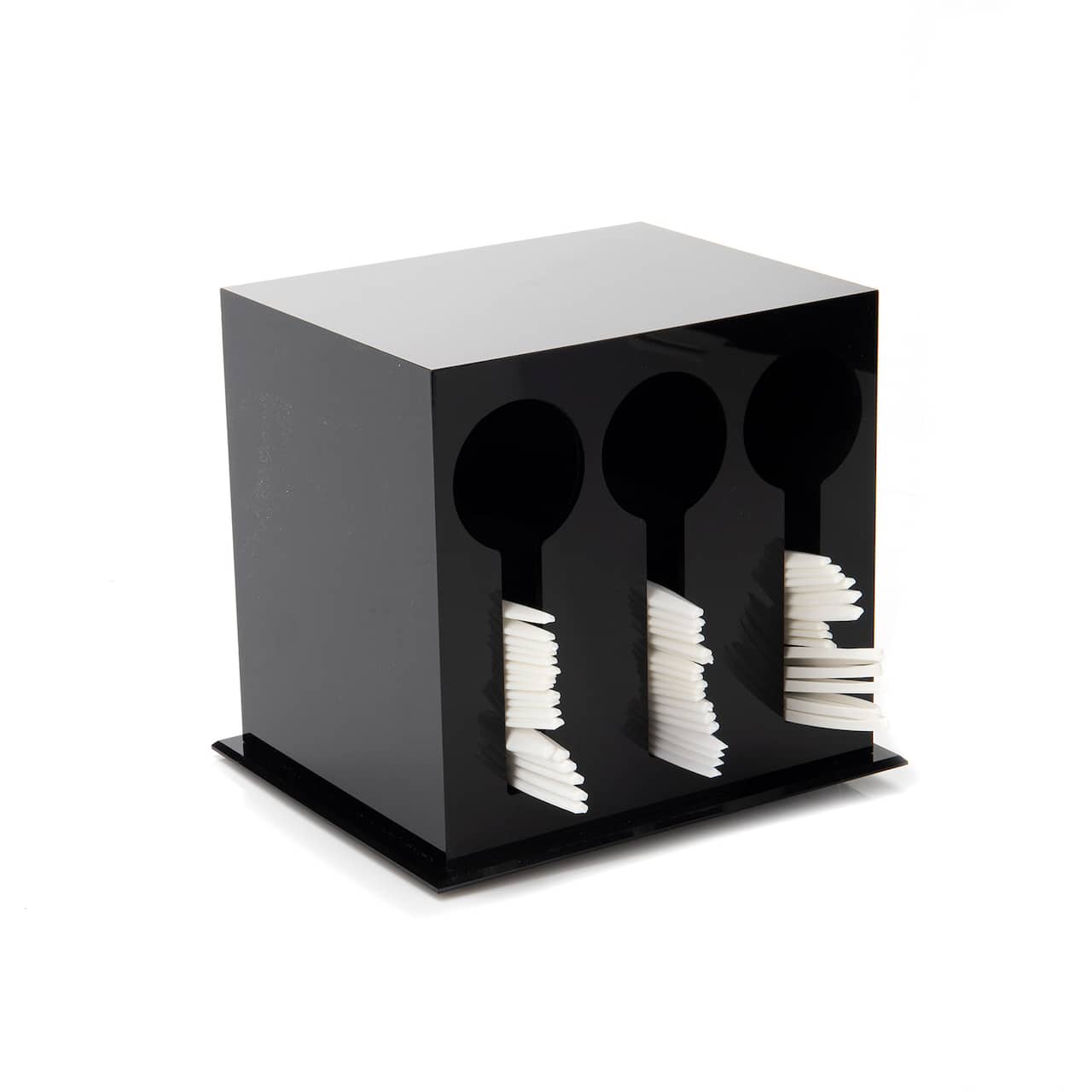 Mind Reader Black 3 Compartment Plastic Utensil Dispenser & Cutlery Organizer